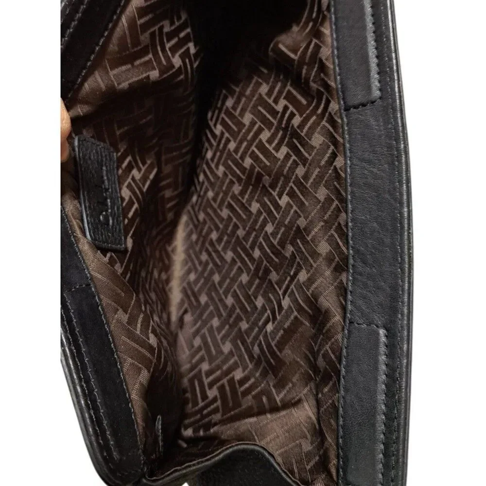 Cole Haan Women's Black Pebble Leather Clutch Magnetic Closure